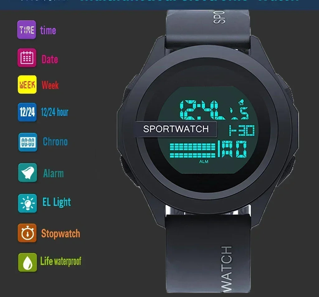 Sport Watch for Man Digital Wristwatch Stopwatch Luminous Date Week Waterproof Men'S Clock Electronic Watch Relogio Masculino