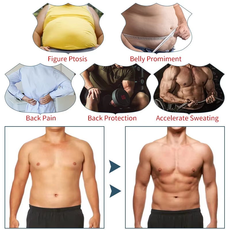 Men Waist Trainer Fitness Body Shaper Polymer Girdle Sheath Sweat Tummy Trimmer Slimming Belt Sauna Corset Weight Loss Shapewear