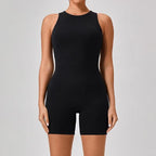 Back Zipper up Yoga Jumpsuit Athletic One Piece Romper Fitness Wear,Skin Fabric Gym Workout Training Bodysuits for Women