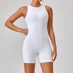 Back Zipper up Yoga Jumpsuit Athletic One Piece Romper Fitness Wear,Skin Fabric Gym Workout Training Bodysuits for Women