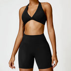 2Pcs Women Tracksuit Seamless Yoga Set Sport Suit Gym Wear Workout Clothes Gym Clothes High Waist Leggings Fitness Sports Wear