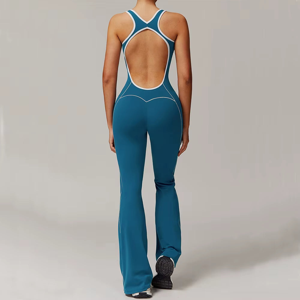 Women One-Piece Yoga Jumpsuit Gym Fitness Sports Bodysuits Workout Overalls High Elastic Cycling Bodysuit Sportswear Gym Clothes