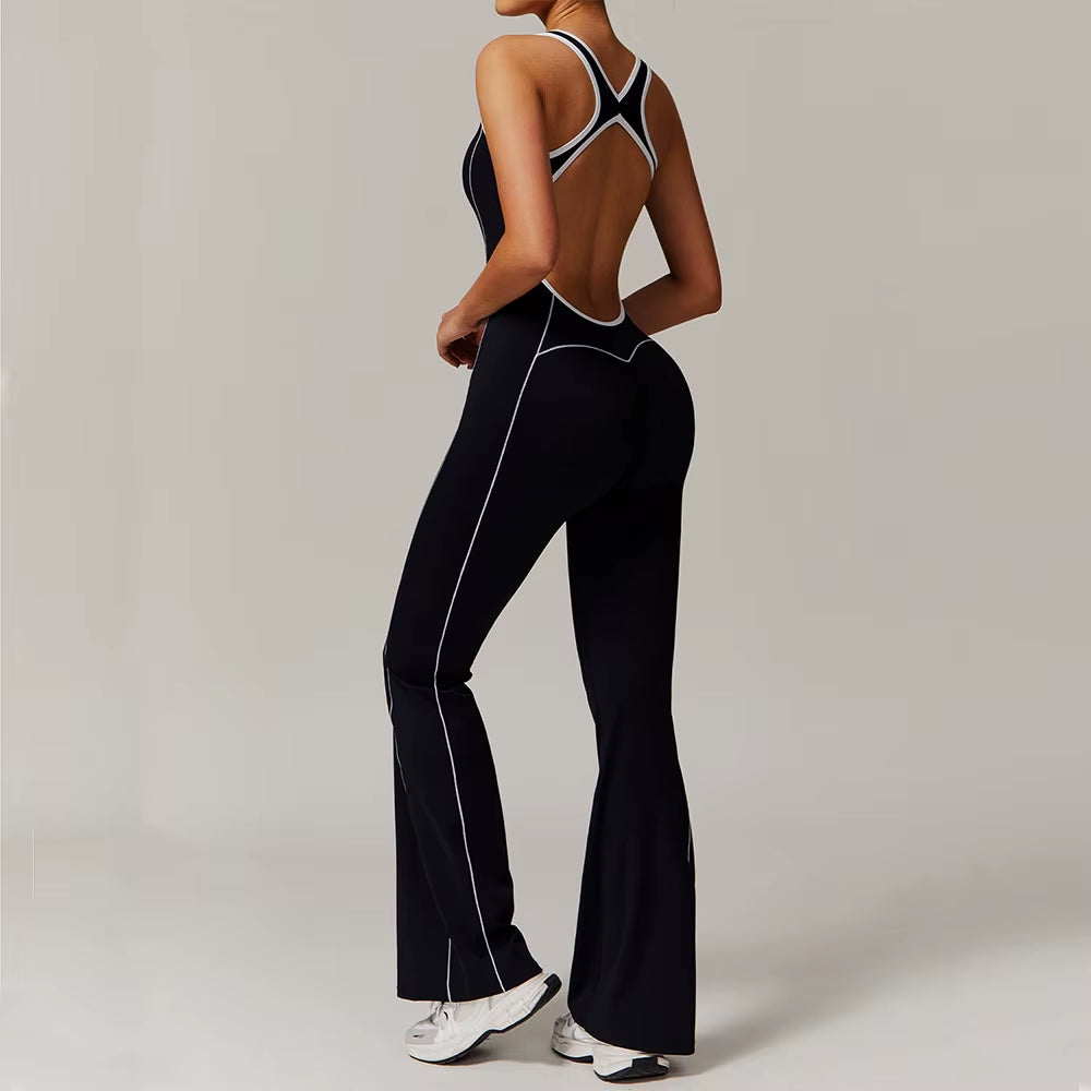 Women One-Piece Yoga Jumpsuit Gym Fitness Sports Bodysuits Workout Overalls High Elastic Cycling Bodysuit Sportswear Gym Clothes